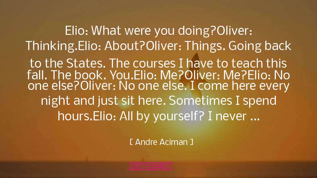 Andre Aciman Quotes: Elio: What were you doing?<br