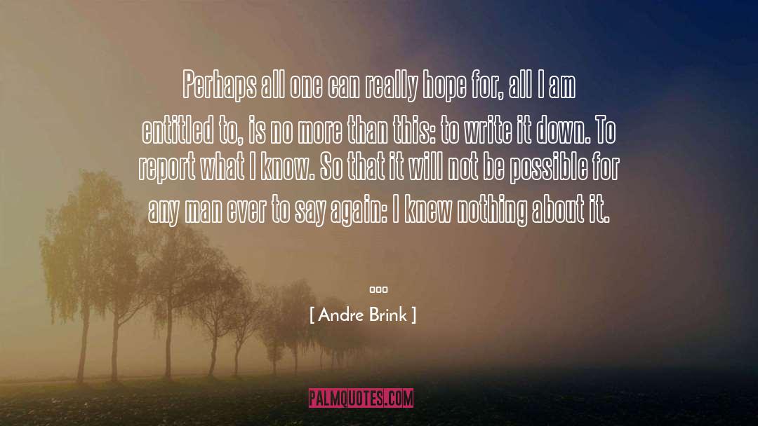 Andre Brink Quotes: Perhaps all one can really