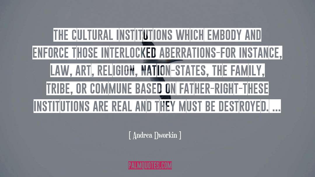 Andrea Dworkin Quotes: The cultural institutions which embody