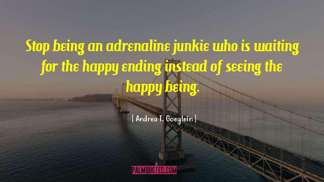 Andrea T. Goeglein Quotes: Stop being an adrenaline junkie