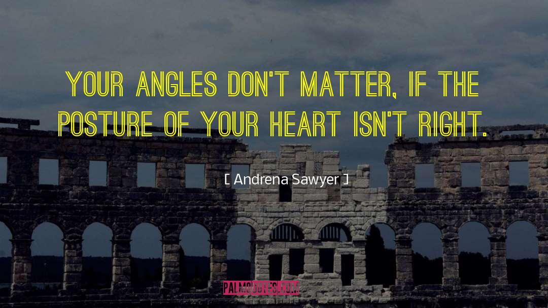 Andrena Sawyer Quotes: Your angles don't matter, if