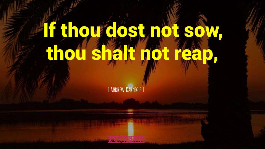 Andrew Carnegie Quotes: If thou dost not sow,