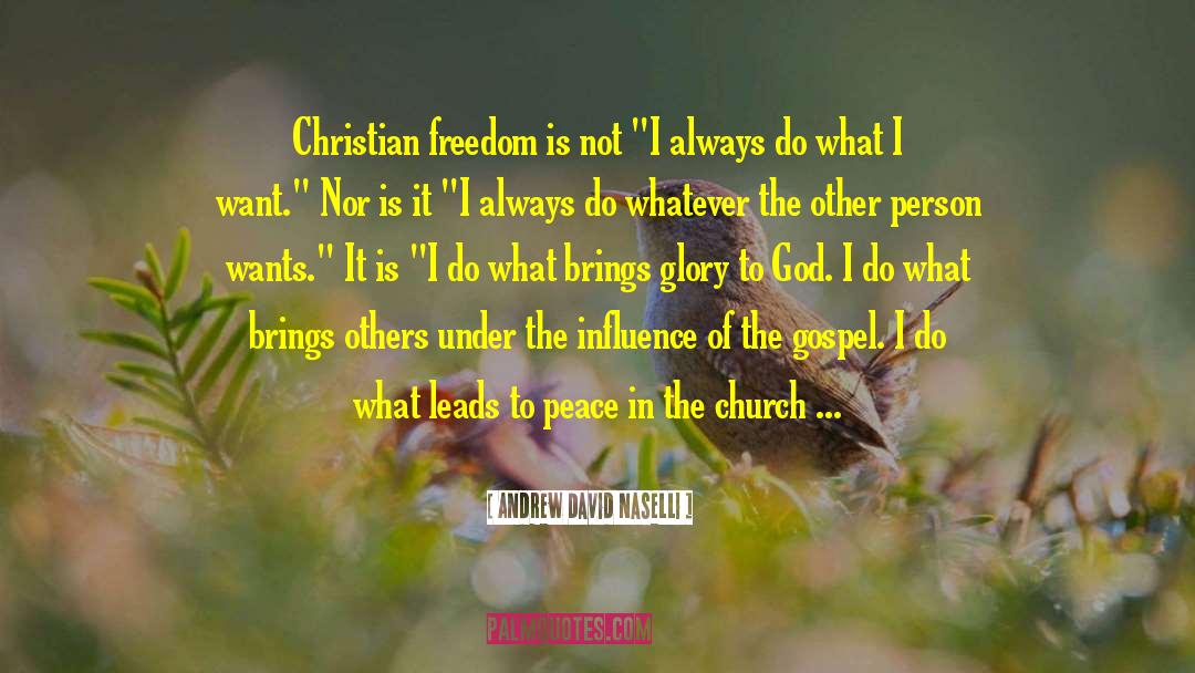 Andrew David Naselli Quotes: Christian freedom is not 