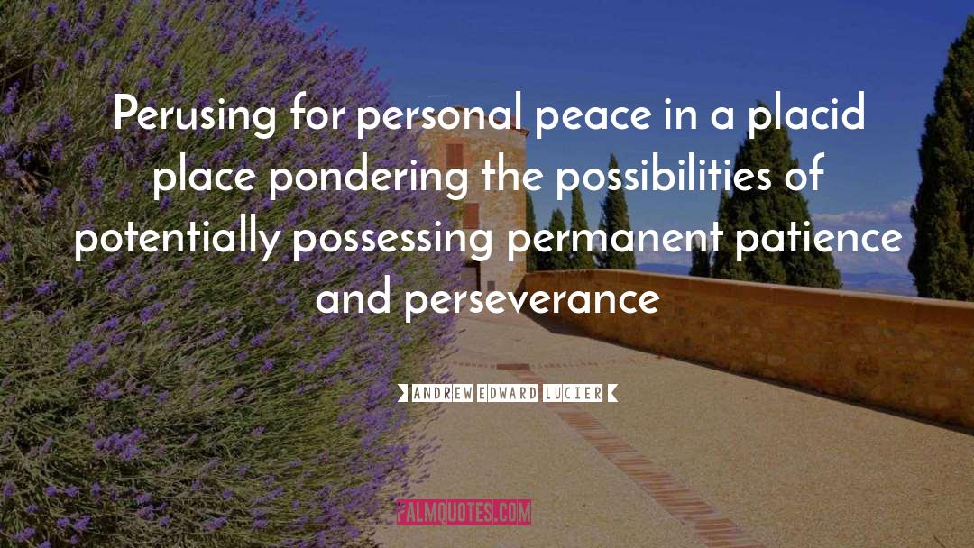 Andrew Edward Lucier Quotes: Perusing for personal peace in