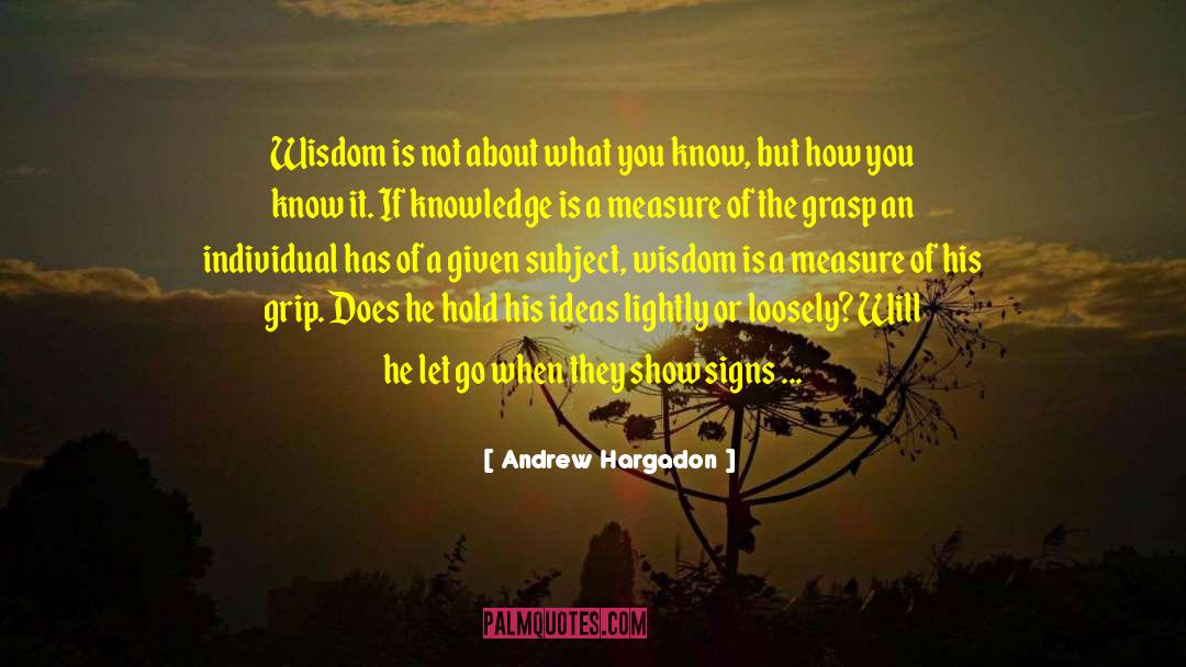 Andrew Hargadon Quotes: Wisdom is not about what