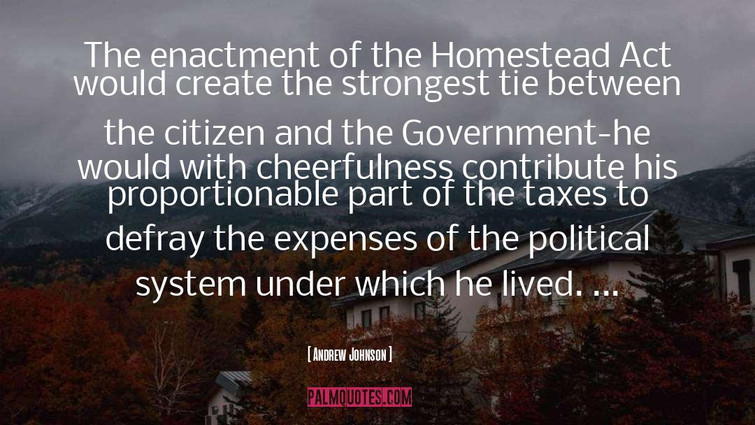 Andrew Johnson Quotes: The enactment of the Homestead