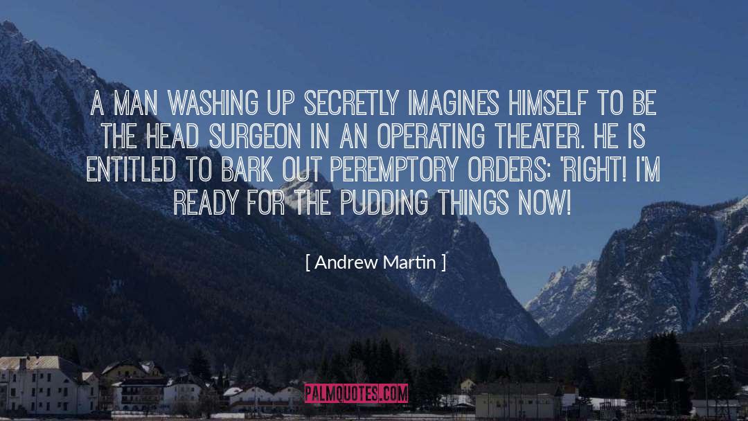 Andrew Martin Quotes: A man washing up secretly