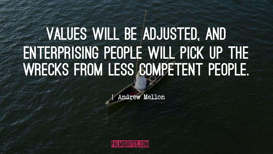 Andrew Mellon Quotes: Values will be adjusted, and