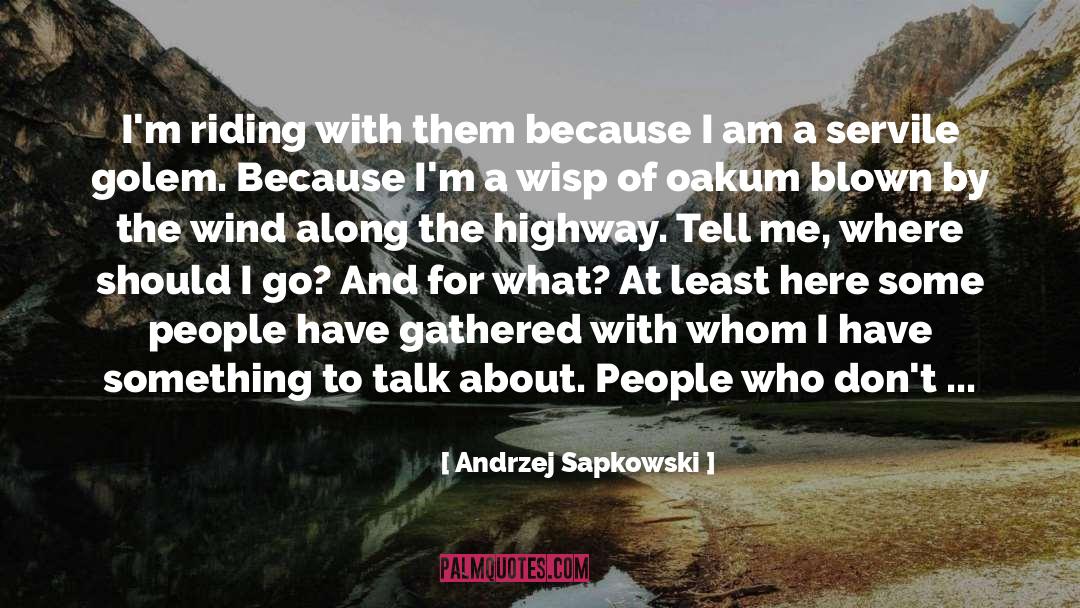 Andrzej Sapkowski Quotes: I'm riding with them because