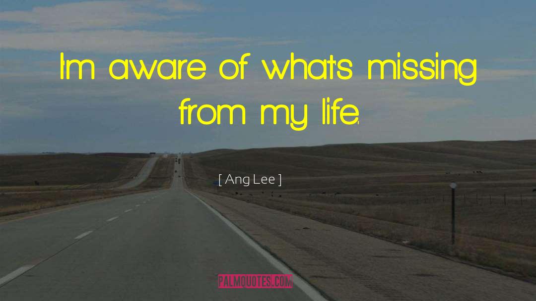 Ang Lee Quotes: I'm aware of what's missing