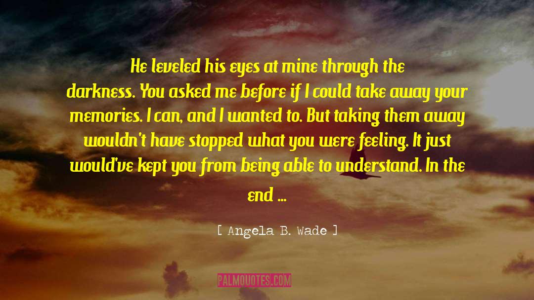 Angela B. Wade Quotes: He leveled his eyes at