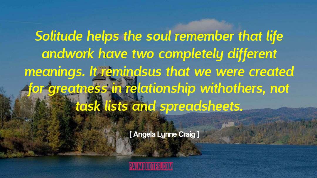 Angela Lynne Craig Quotes: Solitude helps the soul remember