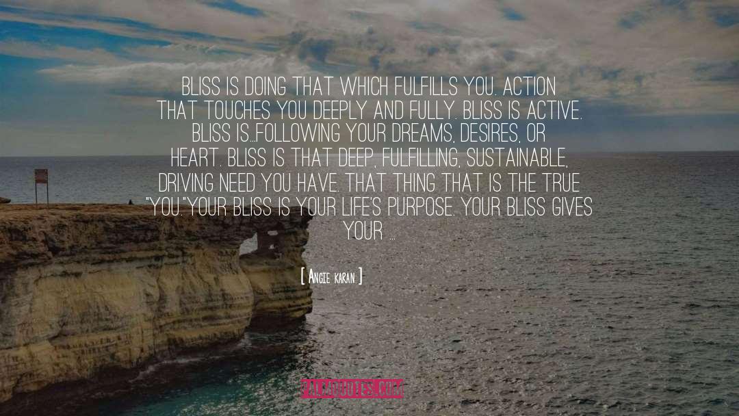 Angie Karan Quotes: Bliss is doing that which