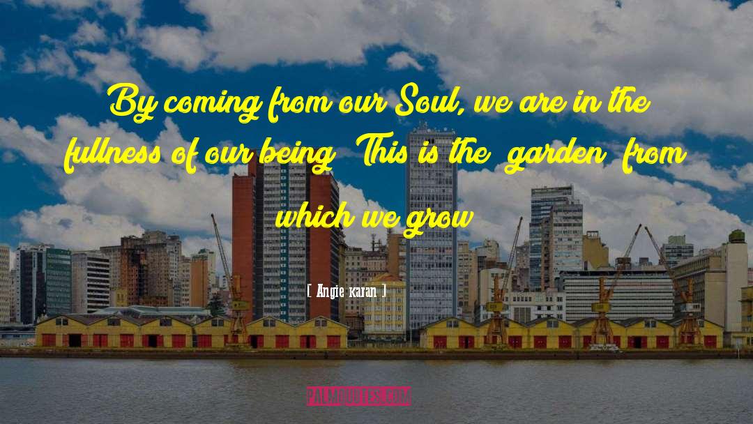 Angie Karan Quotes: By coming from our Soul,