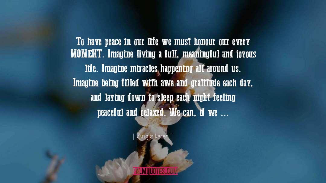 Angie Karan Quotes: To have peace in our