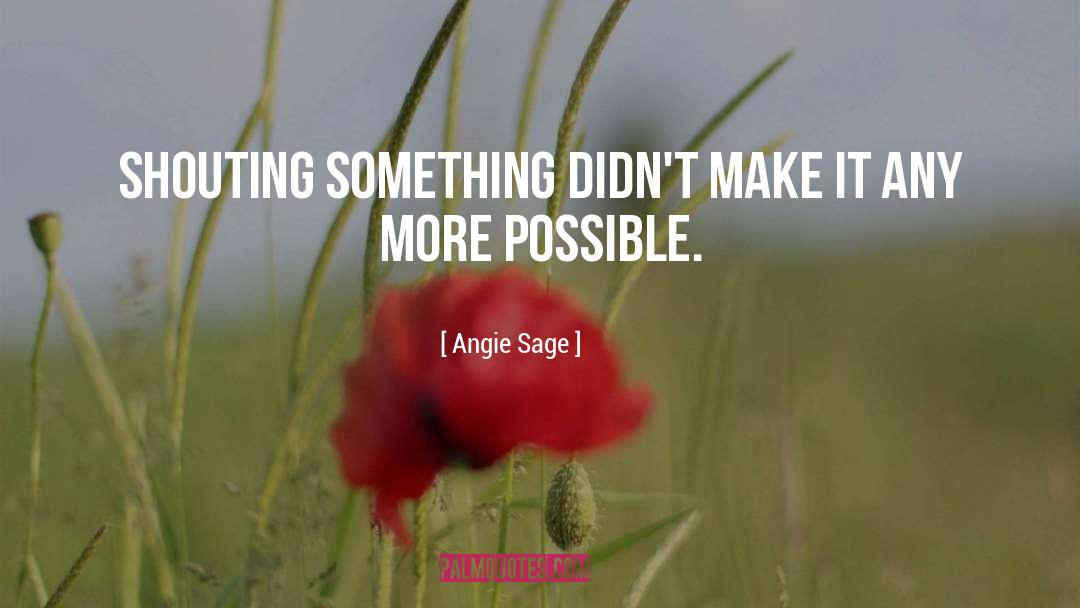 Angie Sage Quotes: Shouting something didn't make it