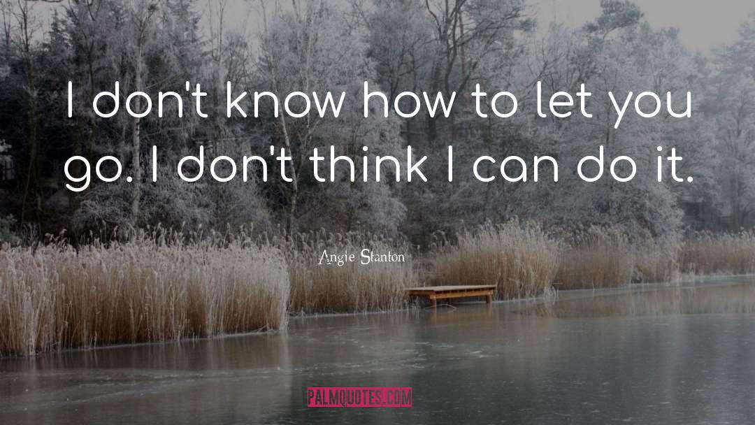 Angie Stanton Quotes: I don't know how to