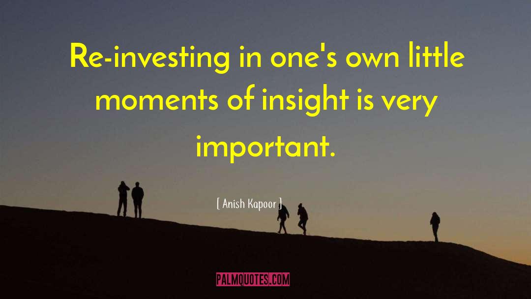 Anish Kapoor Quotes: Re-investing in one's own little