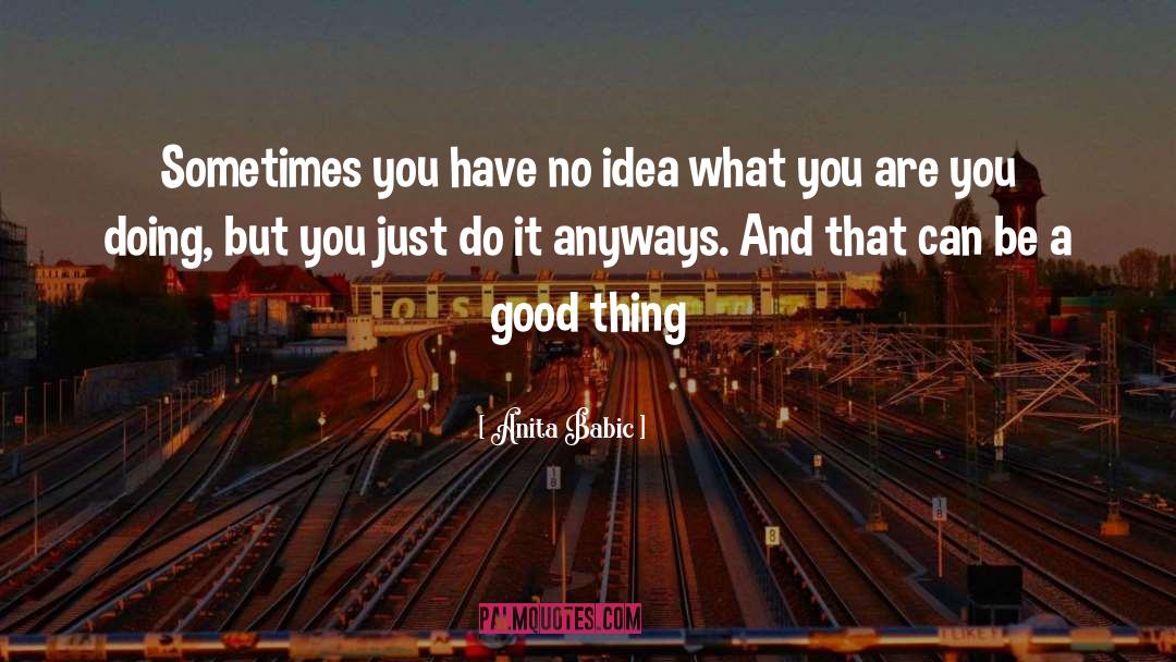 Anita Babic Quotes: Sometimes you have no idea