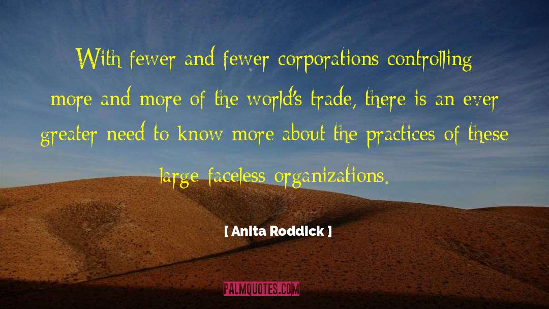 Anita Roddick Quotes: With fewer and fewer corporations