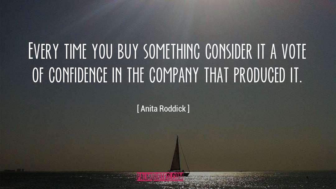 Anita Roddick Quotes: Every time you buy something
