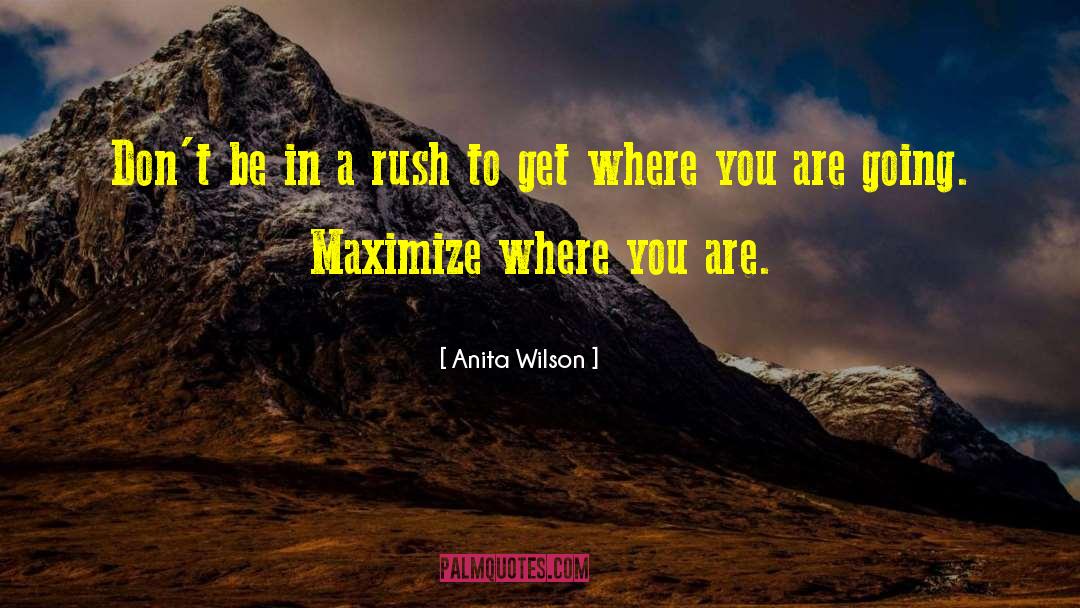 Anita Wilson Quotes: Don't be in a rush
