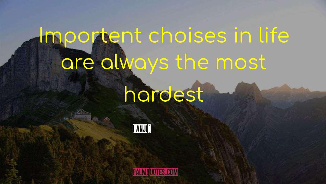 Anji Quotes: Importent choises in life are