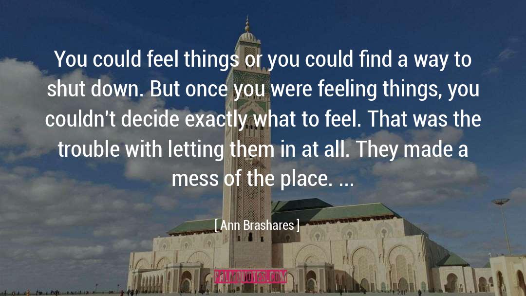 Ann Brashares Quotes: You could feel things or