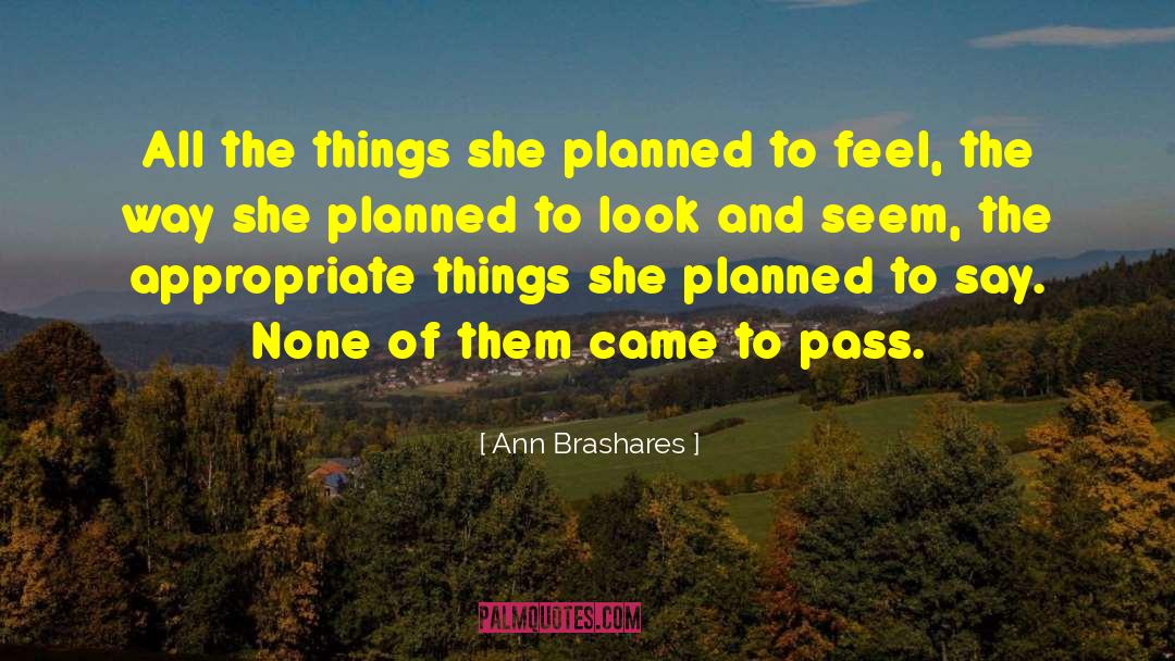 Ann Brashares Quotes: All the things she planned