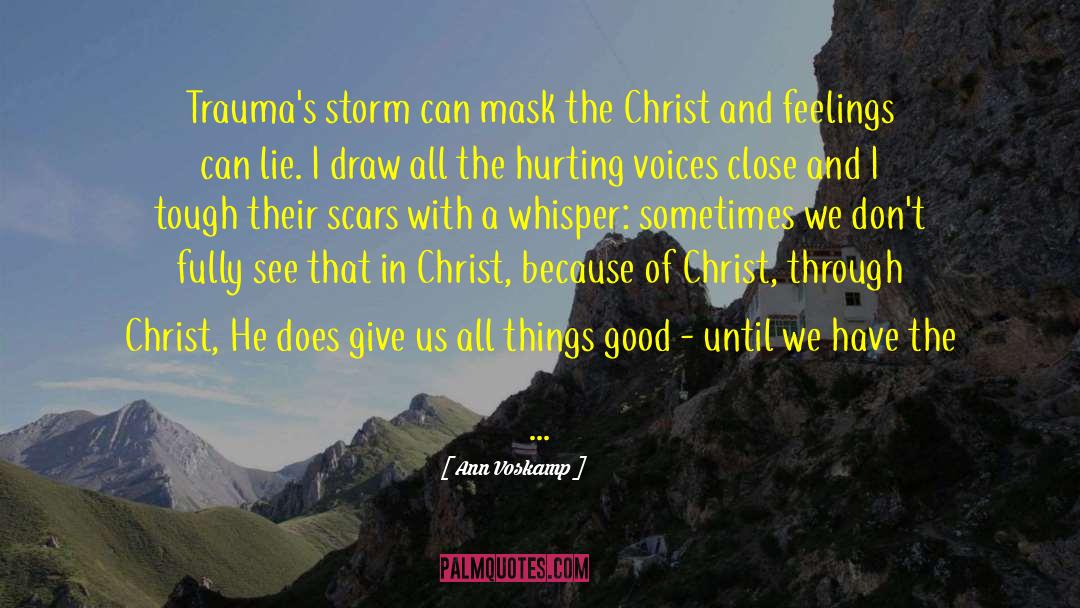 Ann Voskamp Quotes: Trauma's storm can mask the