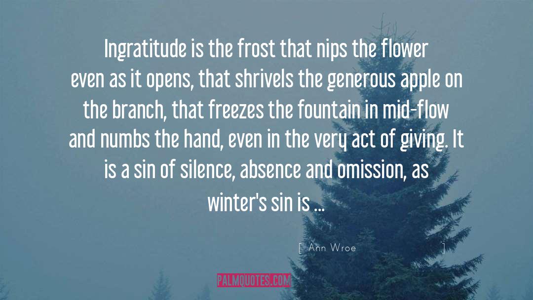 Ann Wroe Quotes: Ingratitude is the frost that