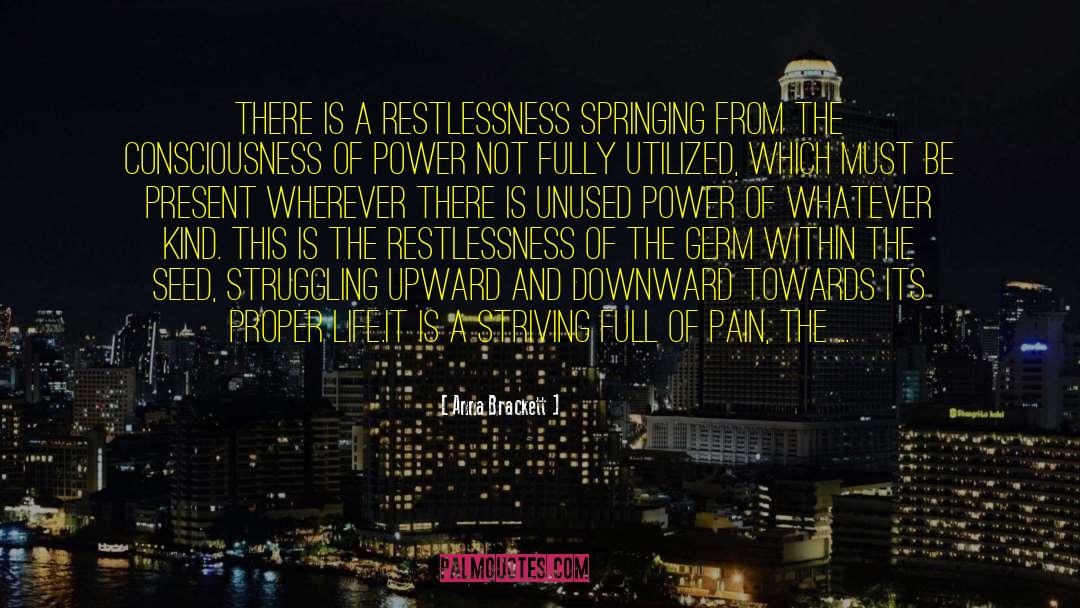 Anna Brackett Quotes: There is a Restlessness springing