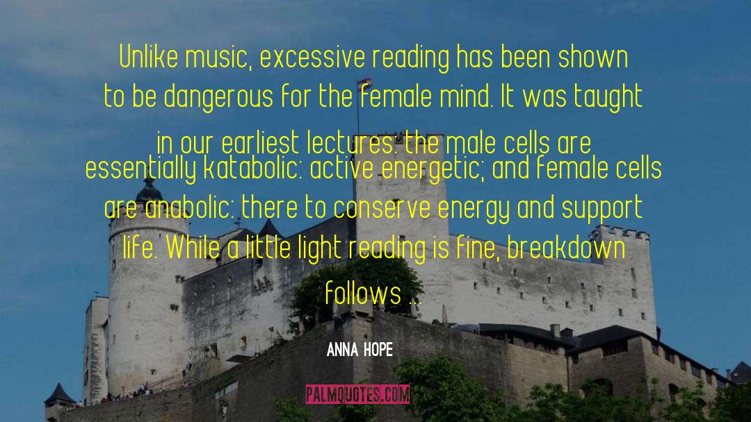 Anna Hope Quotes: Unlike music, excessive reading has