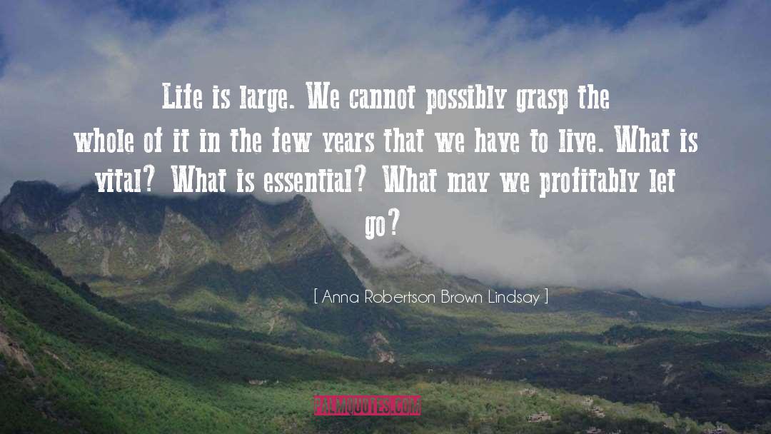 Anna Robertson Brown Lindsay Quotes: Life is large. We cannot