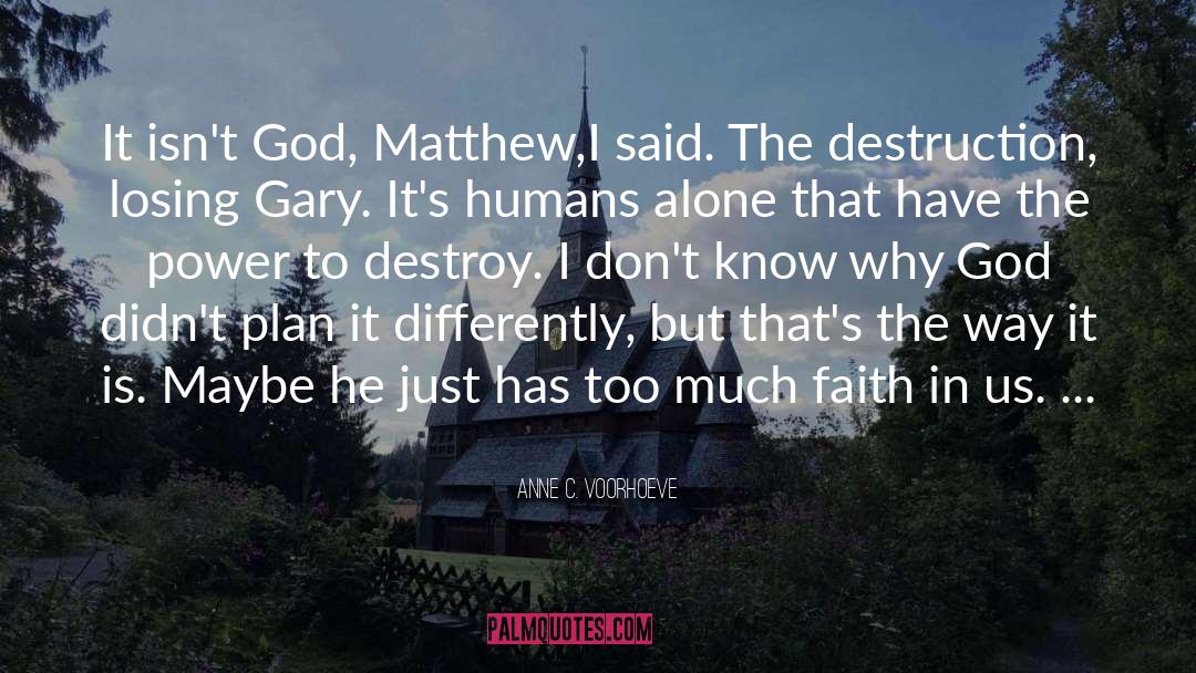 Anne C. Voorhoeve Quotes: It isn't God, Matthew,I said.