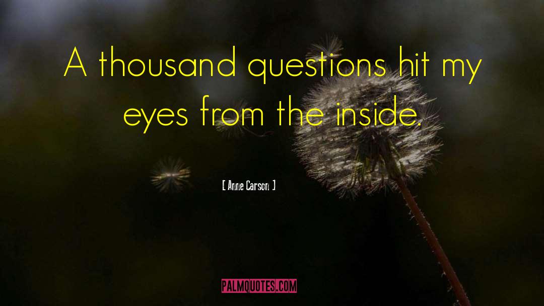 Anne Carson Quotes: A thousand questions hit my