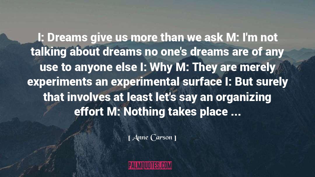 Anne Carson Quotes: I: Dreams give us more