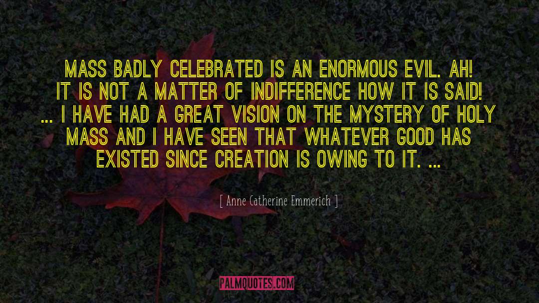 Anne Catherine Emmerich Quotes: Mass badly celebrated is an