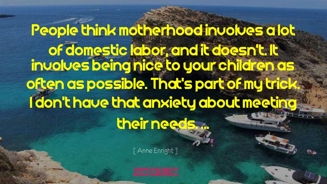 Anne Enright Quotes: People think motherhood involves a