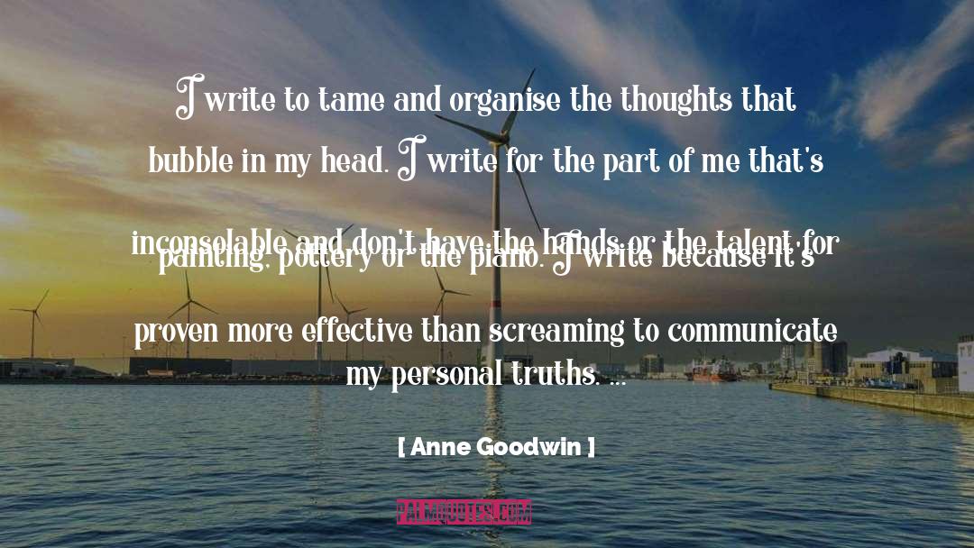 Anne Goodwin Quotes: I write to tame and