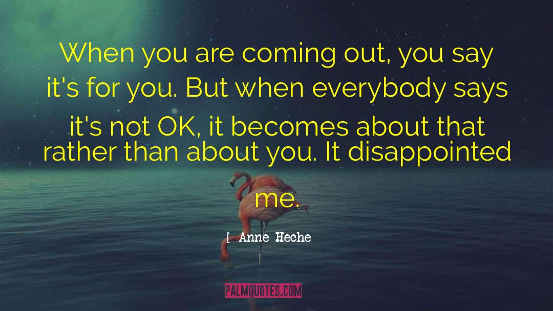 Anne Heche Quotes: When you are coming out,