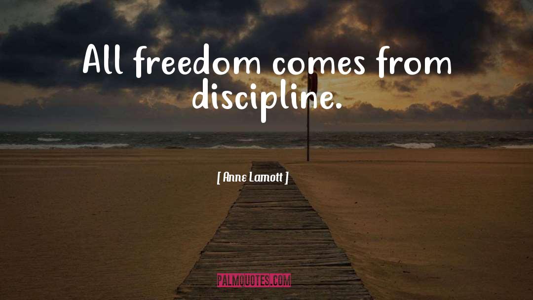 Anne Lamott Quotes: All freedom comes from discipline.