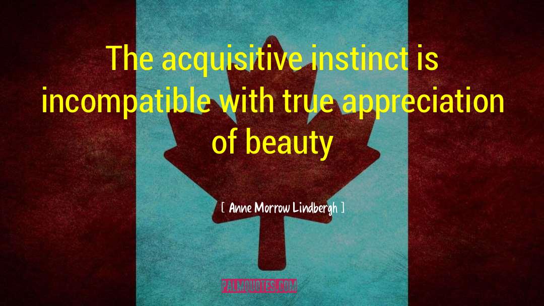 Anne Morrow Lindbergh Quotes: The acquisitive instinct is incompatible