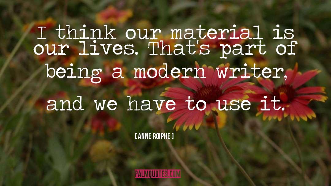 Anne Roiphe Quotes: I think our material is