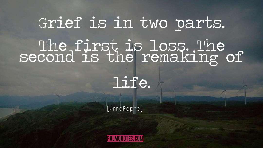 Anne Roiphe Quotes: Grief is in two parts.