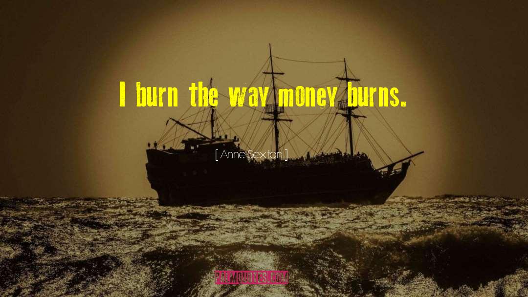 Anne Sexton Quotes: I burn the way money