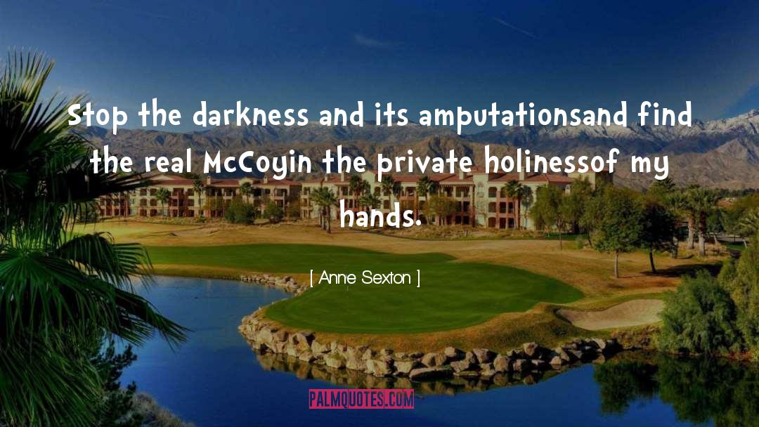 Anne Sexton Quotes: Stop the darkness and its