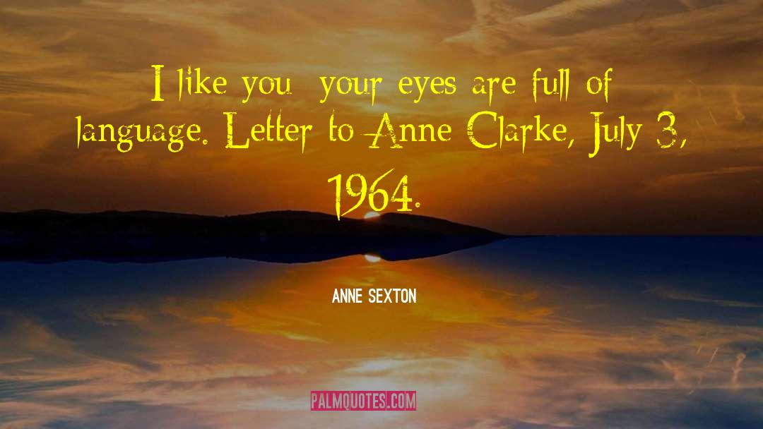 Anne Sexton Quotes: I like you; your eyes