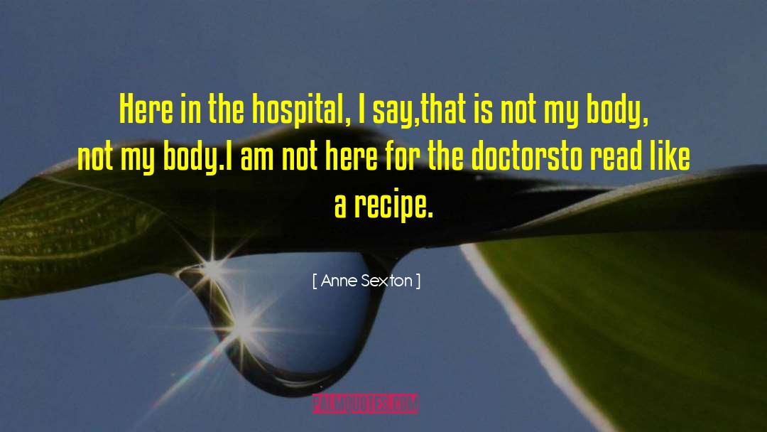 Anne Sexton Quotes: Here in the hospital, I