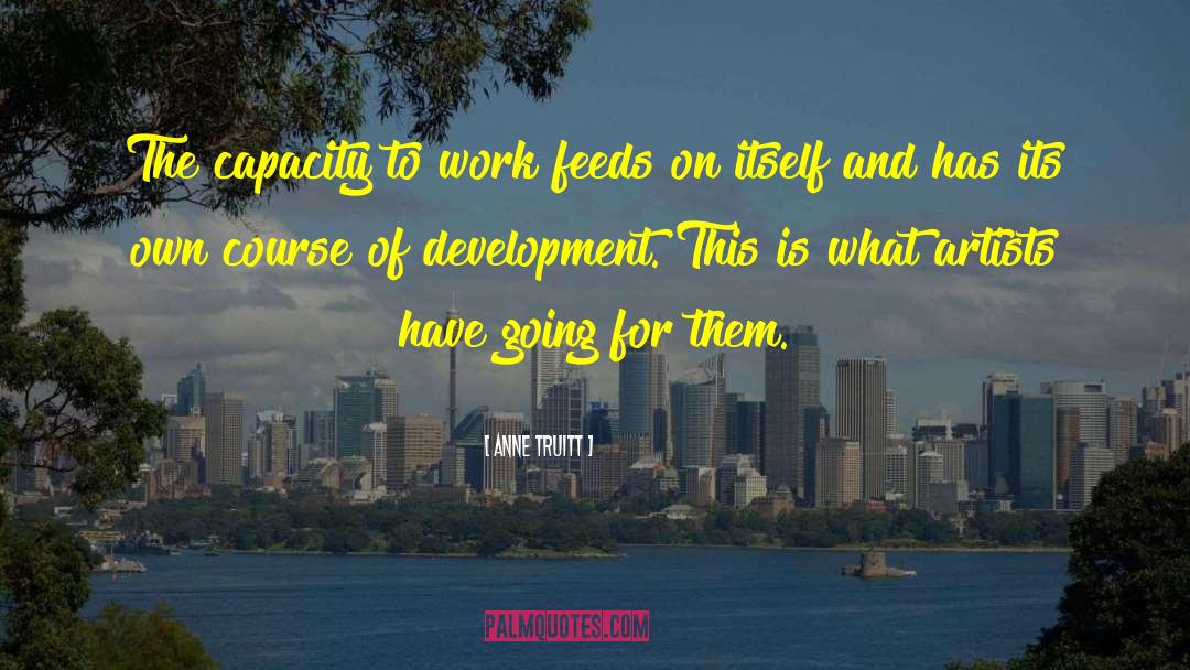 Anne Truitt Quotes: The capacity to work feeds